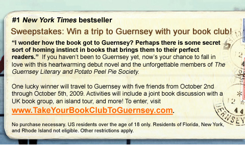 Click here to win a trip to Guernsey with your book club.
