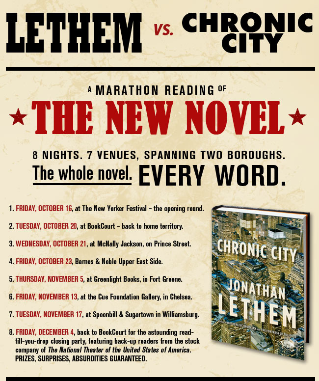Lethem vs. Chronic City - A marathon reading of the new novel.